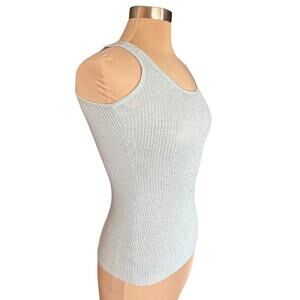 Vintage Y2K Wet Seal Powder Blue Metallic Long Ribbed Knit Stretch Tank Size S